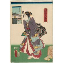 Utagawa Kunisada: Saruwaka-machi, from the series One Hundred Beautiful Women at Famous Places in Edo (Edo meisho hyakunin bijo) - Museum of Fine Arts