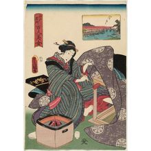 歌川国貞: Imado, from the series One Hundred Beautiful Women at Famous Places in Edo (Edo meisho hyakunin bijo) - ボストン美術館