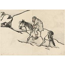 Kawamura Bunpo: Man Riding Horse in Snow, from Bunpo gafu, vol. 1, illus. 22 - Museum of Fine Arts