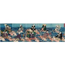 Japanese Print "Imaginary Scene of the Crossing of the Ôi River (Ôikawa mitate kawagoshi)" by Utagawa Kunisada, 歌川国貞 (Utagawa Kunisada I (Toyokuni III))