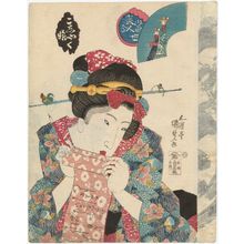 歌川国貞: Koshiyaku musume, from the series Contest of Present-day Beauties (Tôsei bijin awase) - ボストン美術館