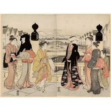 鳥居清長: Women at Nihonbashi Bridge - ボストン美術館