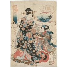 Estampe japonaise "Aoi, from the series Young Murasaki's Contest of Genji Pictures (Wakamurasaki Genji-e awase)" par Utagawa Kunisada, 歌川国貞 (Utagawa Kunisada I (Toyokuni III))