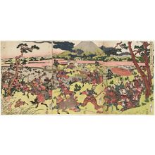 Utagawa Kunisada: Lord Minamoto Yoritomo's Hunt at the Foot of Mount Fuji, a Triptych (Minamoto Yoritomo kô Fuji no susono makigari no zu, sanmai tsuzuki) - Museum of Fine Arts