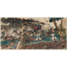 Utagawa Kuniyoshi: Battle Scene from The Tale of the Eight Dogs (Hakkenden) - Museum of Fine Arts