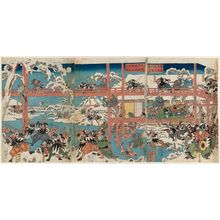 Utagawa Kuniyoshi: In the Ryakuô Era (1338–42), the Forty-seven Retainers of En'ya Hangan Make a Night Attack on Their Sworn Enemy Kôno Moronao (Ryakuô nenchû En'ya Hangan keshi yonjûshichi-ki onteki Kôno Moronao youchi no zu) - Museum of Fine Arts