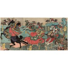 Utagawa Kuniyoshi: Yoshinaka's First Battle after Raising His Standard (Yoshinaka hata-age kassen [no] zu) - Museum of Fine Arts