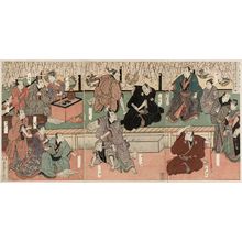 豊川芳国: Dress Rehearsal of the Grand Kabuki at Dôtonbori in Osaka (Naniwa Dôtonbori Ôkabuki butai sôgeiko no zu) - ボストン美術館
