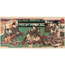 Utagawa Kunisada: Concert Scene from Inaka Genji, from the series Eastern Magic Lantern Slides of a Charming Figure (Yasasugata Azuma no utsushi-e) - Museum of Fine Arts