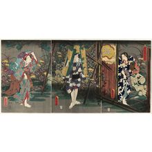 Utagawa Kunisada: Shower at the Ruined Temple (Kodera no yûdachi), from the series Four Seasons (Shiki no uchi) - Museum of Fine Arts