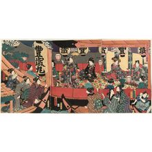 Utagawa Kunisada: Flowers of Edo Enjoy the Evening Cool on Pleasure Boats (Edo no hana yakata no nôryô) - Museum of Fine Arts