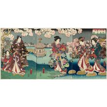 Utagawa Kunisada: Viewing Cherry Blossoms in the Palace Garden in Spring (Haru no gotei hanami no zu) - Museum of Fine Arts