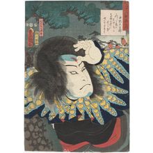 Utagawa Kunisada: Poem by Chûnagon Kanesuke: (Actor Nakamura Utaemon IV as) Higuchi no Jirô, from the series Comparisons for Thirty-six Selected Poems (Mitate sanjûrokkasen no uchi) - Museum of Fine Arts