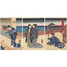 Utagawa Kunisada: Dawn at the Villa in Naniwa (Naniwa no bessô akebono no zu) - Museum of Fine Arts