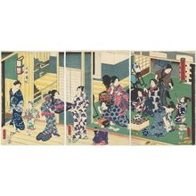 Utagawa Kunisada: Lord and Ladies Relaxing (Kimitachi atsumari yosooi no zu) - Museum of Fine Arts