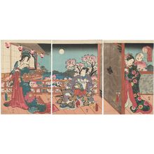歌川国貞: The Third Month (Yayoi), from the series The Five Festivals Represented by Eastern Genji (Azuma Genji mitate gosekku) - ボストン美術館