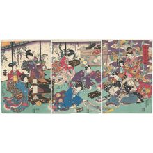 Utagawa Kunisada: Colors of Spring: Flowers at the Foot of the Mountain (Shunshoku fumoto no hana) - Museum of Fine Arts