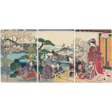 Utagawa Kunisada: Cherry Blossoms at Genji's Rokujô Mansion (Genjin Rokujô no hana) - Museum of Fine Arts