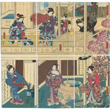 Utagawa Kunisada: The Akashi Bathhouse (Akashi-buro) - Museum of Fine Arts