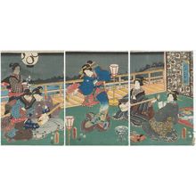 日本版画 "Popular Dancing Style of the East (Fûryû Azuma no maiburi)" 由 Utagawa Kunisada, 歌川国貞 (Utagawa Kunisada I (Toyokuni III)) 创作