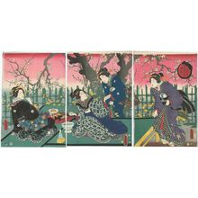 Utagawa Kunisada: The Second Month: Viewing Plum Blossoms (Kisaragi, umemi), from the series The Twelve Months (Jûni tsuki no uchi) - Museum of Fine Arts