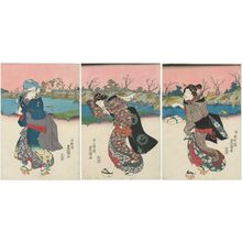 Utagawa Kunisada: Women Returning from Cherry-blossom Viewing - Museum of Fine Arts