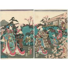 Utagawa Kunisada: Women Visiting a Garden - Museum of Fine Arts