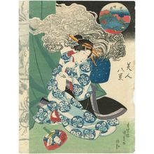 Japanese Print "Evening Bell of Ekô-in Temple (Ekô-in no banshô), from the series Eight Views of Beauties (Bijin hakkei)" by Utagawa Kunisada, 歌川国貞 (Utagawa Kunisada I (Toyokuni III))