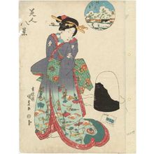 Japanese Print "Twilight Snow at ? (Uba no mari no bosetsu), from the series Eight Views of Beauties (Bijin hakkei)" by Utagawa Kunisada, 歌川国貞 (Utagawa Kunisada I (Toyokuni III))