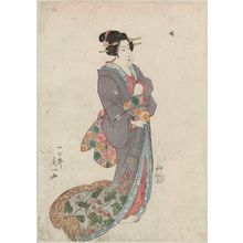 Japanischer Druck "Standing Woman" von Isshinsai Sadakazu