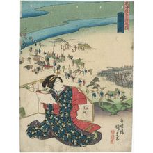 Utagawa Kunisada: View of Shimada (Shimada no zu), from the series Fifty-three Stations of the Tôkaidô Road (Tôkaidô gojûsan tsugi no uchi) - Museum of Fine Arts