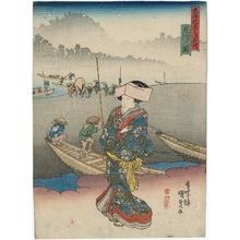 Utagawa Kunisada: View of Mitsuke (Mitsuke no zu), from the series Fifty-three Stations of the Tôkaidô Road (Tôkaidô gojûsan tsugi no uchi) - Museum of Fine Arts