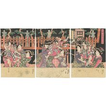 日本版画 "Private Performance of a Puppet Play (Zashiki ningyô ayatsuri kyôgen no zu)" 由 Utagawa Kunisada, 歌川国貞 (Utagawa Kunisada I (Toyokuni III)) 创作