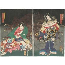 Utagawa Kunisada: Actors Bandô Shûka I as Shiranui Daijin, actually Wakana-hime (R), Arashi Rikaku II as Hananomura no Chigusa, actually Toriyama Akisaku (L) - Museum of Fine Arts