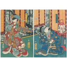 Utagawa Kunisada: Actors Kataoka Gadô II as the Dream Seigen (Yume no Seigen) (R) and Iwai Kumesaburô III as the Dream Sakura-hime (Yume no Sakura-hime) (L) - Museum of Fine Arts