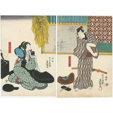 Utagawa Kunisada: Actors Sawamura Chôjûrô V as Kanpei (R) and Onoe Baikô IV as Okaru (L) - Museum of Fine Arts