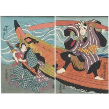 Utagawa Kunisada: Actors Nakamura Utaemon IV as Boatman (Sendô) Matsuemon (R) and Bandô Shûka I as His Wife (Nyôbô) Oyoshi (L) - Museum of Fine Arts