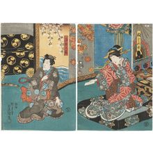 Utagawa Kunisada: Actors Bandô Shûka I as Fuji no kata (R) and Ichikawa Danjûrô VIII as Jirô no kimi (L) - Museum of Fine Arts