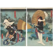 Utagawa Kunisada: Actors Kataoka Gadô II as Kameya Chûbei (R) and Iwai Kumesaburô III as Tsuchiya no Umegawa (L) - Museum of Fine Arts