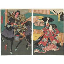 Utagawa Kunisada: Actors Onoe Kikujirô II as Mukan Tayû Atsumori (R) and Arashi Kichisaburô III as Kumagai Jirô Naozane (L) - Museum of Fine Arts