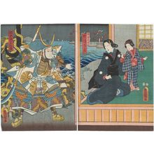 Utagawa Kunisada: Actors ?as Emperor Antoku, Onoe Kikugorô IV as Suke no Tsubone (R), Ichikawa Kodanji IV as Shin Chûnagon Tomomori (L) - Museum of Fine Arts