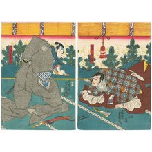 Utagawa Kunisada: Actors Ichikawa Kuzô II as Kô no Moronao (R) and Ichikawa Danjûrô VIII as Momoi Wakasanosuke (L) - Museum of Fine Arts