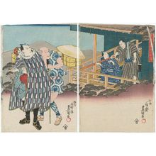 Utagawa Kunisada: Actors Ichkawa Ebizô V, Ichikawa Saruzô I (R), Nakayama Ichizô I, and Ichikawa Danjûrô VIII (L) - Museum of Fine Arts