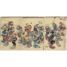 歌川広重: The Ancient Custom of Attacking the Concubine (Ôko uwanari-uchi no zu), second edition - ボストン美術館