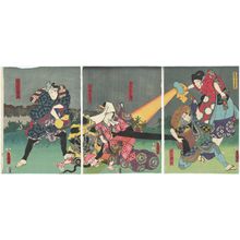 Utagawa Kunisada: Actors Onoe Kikugorô IV as Iwamoto-in no Chigo Shiragikumaru, Bandô Kamezô I as Settanaoshi Katase no Matsu (R), Onoe Kikujirô II as Hôju Tamaya Kisegawa, Nakamura Tsuruzô I as Enoshima Nyûdô Kaion (C), and Nakamura Fukusuke I as Isami Ôiso no Tora (L) - Museum of Fine Arts