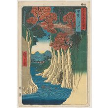 Utagawa Hiroshige: Kai Province: Monkey Bridge (Kai, Saruhashi), from the series Famous Places in the Sixty-odd Provinces [of Japan] ([Dai Nihon] Rokujûyoshû meisho zue) - Museum of Fine Arts