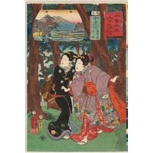 Utagawa Kuniyoshi: Nakatsugawa: Horibe's Wife and Daughter, from the series Sixty-nine Stations of the Kisokaidô Road (Kisokaidô rokujûkyû tsugi no uchi) - Museum of Fine Arts
