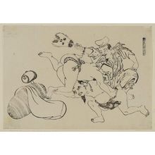 Okumura Masanobu: Fukuroku Wins by a Head (Osumai wa Fukuroku no ire-kubi), from an untitled series of the Seven Gods of Good Fortune in the pleasure quarters - Museum of Fine Arts