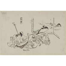 Okumura Masanobu: Courtesans Imitating the Four Sleepers (Yûkun shisui), from a set of parodies by courtesans - Museum of Fine Arts