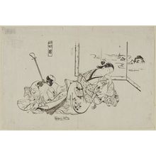 Okumura Masanobu, 奥村政信 (Okumura Masanobu)创作的日本版画《Courtesans Imitating the Four Sleepers (Yûkun shisui), from a set of parodies by courtesans》